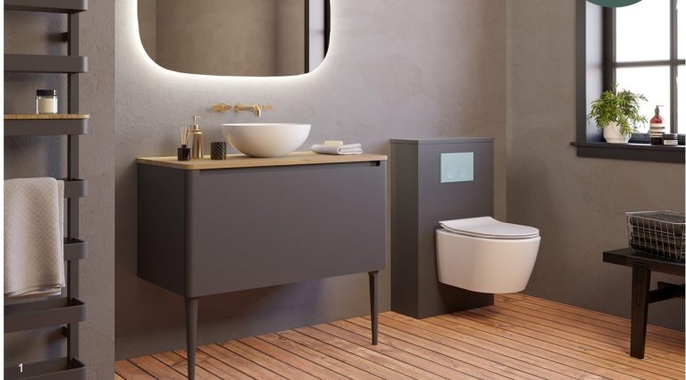 Artis 600mm Bathroom Vanity Unit Countertop Square Basin Charcoal Grey