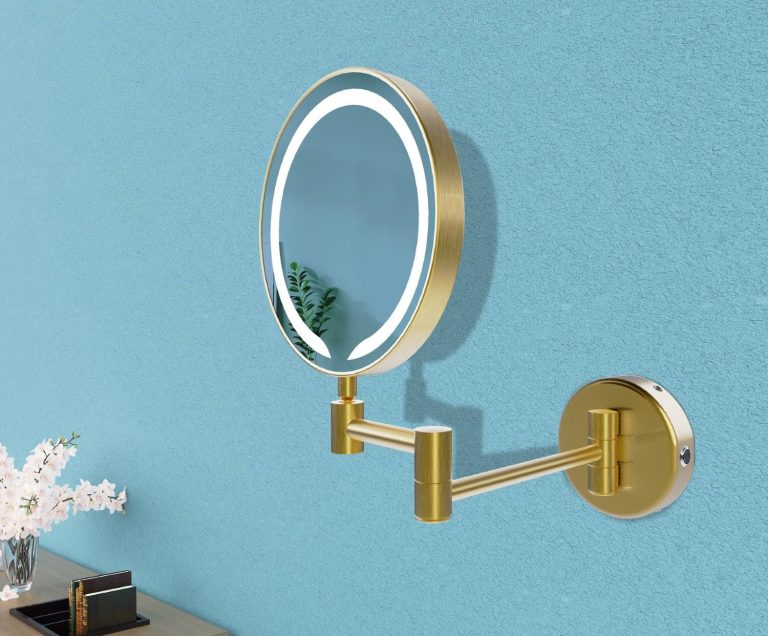 PJH Round Cosmetic Mirror in Brushed Brass