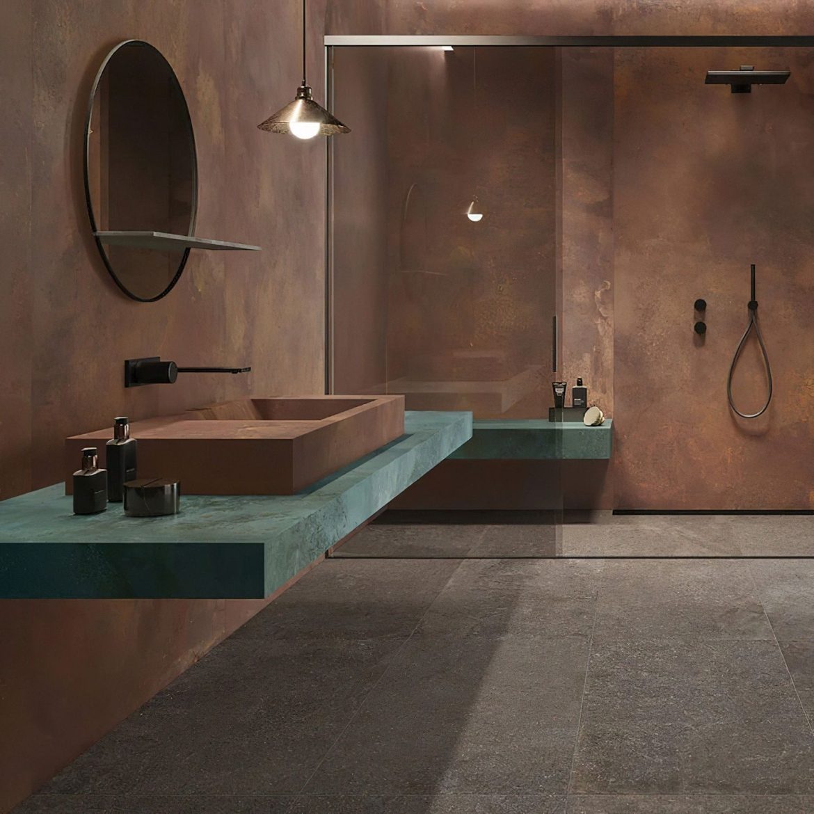 Six timeless autumn bathroom trends that deliver warmth & texture with Nôsa Bathroom-Review-Nosa-Autumn-Bathroom-Trends-elche-metal-copper-porcelain